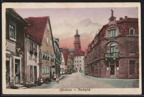 AK Uffenheim, Blick auf den Marktplatz mit Kirche