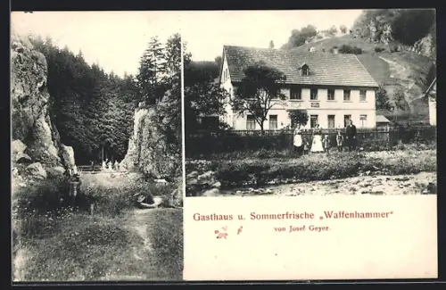 AK Untersteinach bei Bayreuth, Gasthaus Waffenhammer, Inh. Josef Geyer