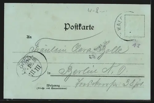 Lithographie Kochel, Gasthof zur Post am Walchensee, Kirche