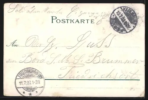 Mondschein-Lithographie Karlsruhe, Blick in die Kaiserstrasse