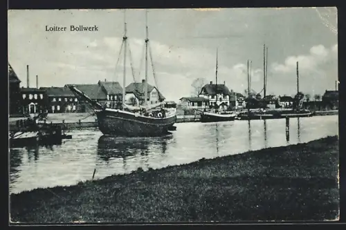 AK Loitz, Partie am Bollwerk mit Segelschiffen