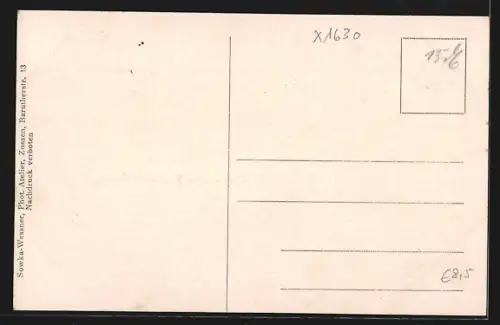 AK Zossen, Truppenlager, Strassenpartie mit Wohnhäusern, Ortspartie mit Uhrenturm