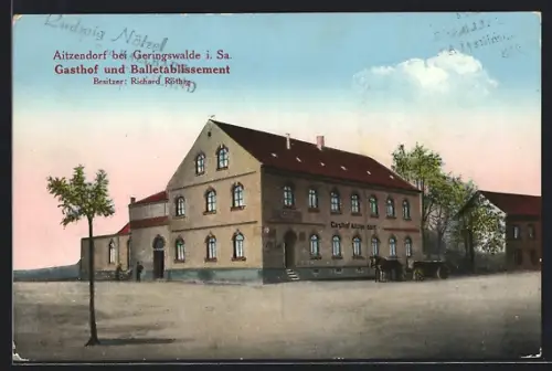 AK Aitzendorf bei Geringswalde, Gasthof und Balletablissement, Besitzer Richard Röthig