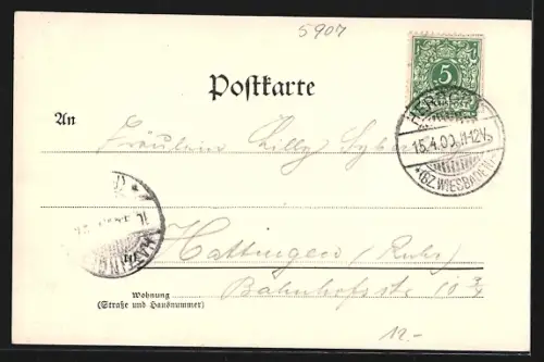 AK Burbach i. W., Gasthaus zum Bahnhof, Ortsansicht vom Berghang aus