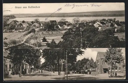 AK Kallinchen, Ortsansicht aus der Vogelschau, Strassenpartie