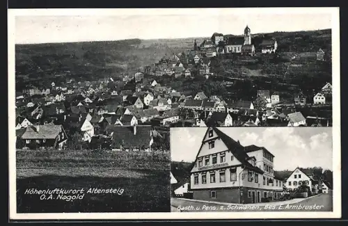 AK Altensteig /Nagold, Gasthaus Pension zum Schwanen, Ortsansicht