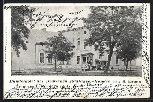 AK Löwenberg /Mark, Bundeshotel des Deutschen Radfahrer-Bundes, Inh. H. Schüner