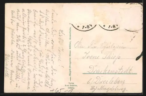 AK Knauthain, Gasthaus Knauthain, Bahnhof, Kirche, Schloss