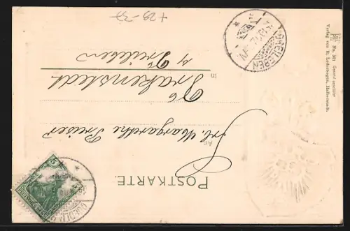 Präge-AK Quedlinburg, Markt mit Geschäft von Carl Holle