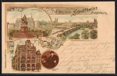 AK Magdeburg, Hotel zum Schultheiss, Breiteweg 29, Kaiser-Wilhelms-Platz