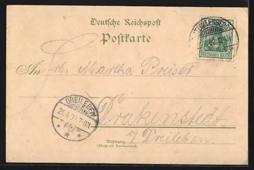 Lithographie Stecklenberg i. H., Gasthaus Otto Stolze Speisewirtschaft & Milchkunstanstalt z. Waldfrieden, Lauenburg