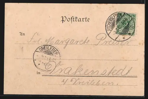 AK Aschersleben, Breitestrasse mit Augusta-Apotheke, Fotografie-Geschäft von Rudolf Arndt