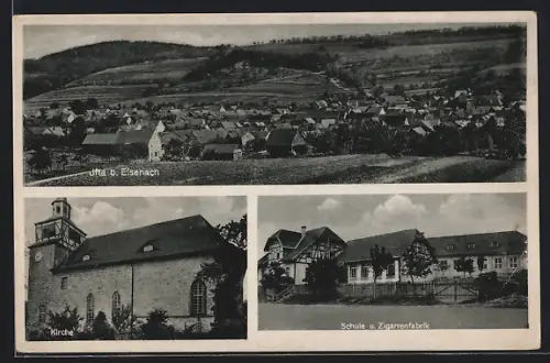 AK Ifta, Zigarrenfabrik, Kirche, Totalansicht vom Hügel aus