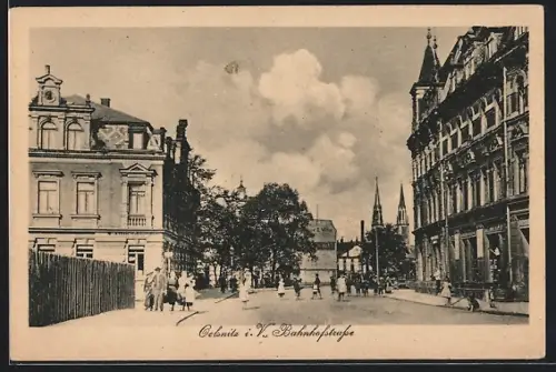 AK Oelsnitz i. V., Partie in der Bahnhofstrasse