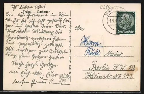 AK Freital, Blick zum Rathaus