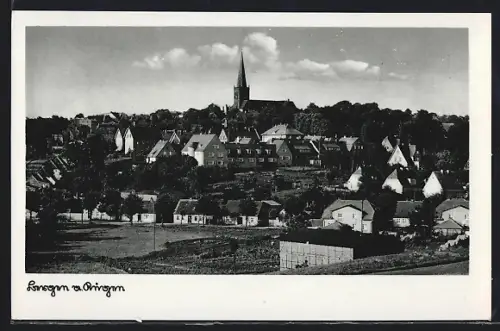 AK Bergen / Rügen, Ortsansicht mit Kirche
