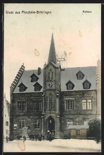 AK Pforzheim-Brötzingen, Blick auf das Rathaus