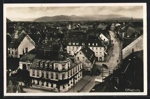 AK Offenburg, Ortsansicht aus der Vogelschau