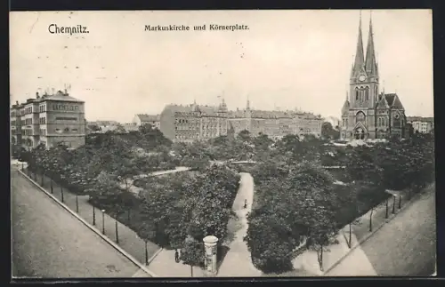AK Chemnitz, Markuskirche und Körnerplatz