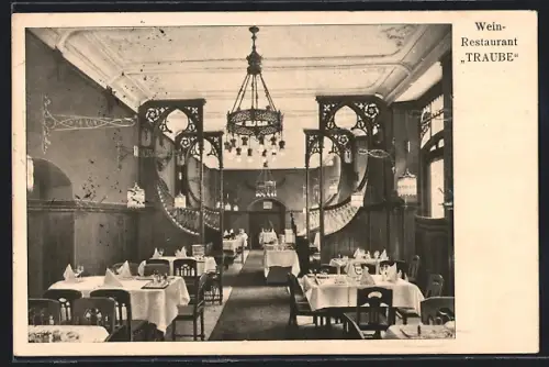AK Berlin, Weinrestaurant Traube, Leipzigerstr. 117-118, Innenansicht mit Raumteiler