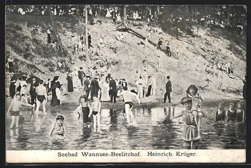 AK Berlin-Wannsee, Familienbad mit Badegästen