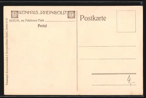 AK Berlin-Tiergarten, Gasthaus Rheingold am Potsdamer Platz
