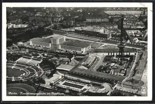 AK Berlin-Charlottenburg, Ausstellungsgelände am Funkturm, Fliegeraufnahme