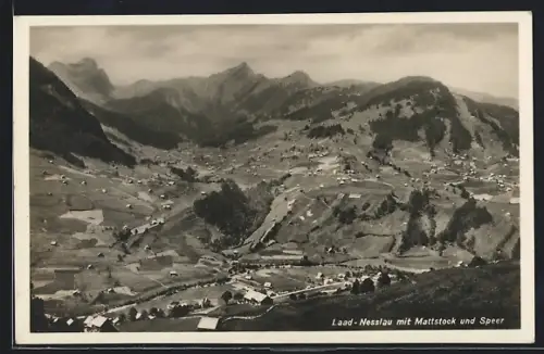 AK Laad-Nesslau, Panorama mit Mattstock und Speer