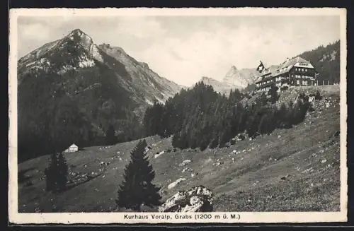 AK Grabs /St. Gallen, Kurhaus Voralp mit Berglandschaft