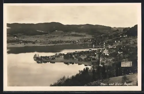 AK Oberägeri, Blick über den Ort nach Unterägeri