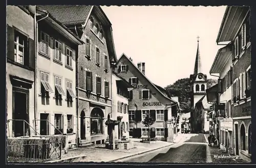 AK Waldenburg, Gasthof zum Schlüssel, Konsumverein, Drogerie und Kirche