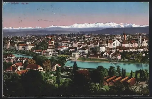 AK Aarau, Gesamtansicht mit Fluss und Bergkulisse