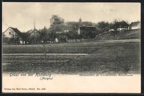AK Habsburg /Aargau, Teilansicht des Ortes mit Schloss
