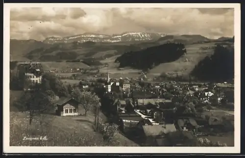AK Langnau i. E., Gesamtansicht mit Berghintergrund