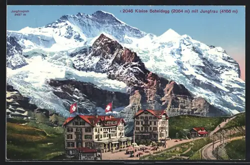 AK Kleine Scheidegg, Hotels mit Jungfrau und Jungfraujoch
