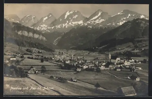 AK Nesslau, Ortsansicht mit Umgebung und Neu St. Johann