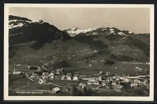 AK Nesslau, Ortspanorama mit Speermürli
