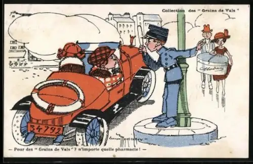 AK Grains de Vals, Laboratoires Noguès et Cie., Reklame, Junger Polizist regelt den Verkehr