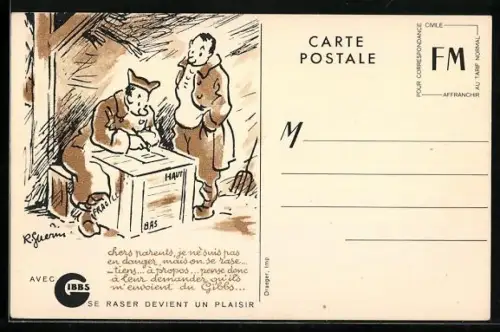 AK Reklame für Gibbs, Rasiercreme, Soldat beim Schreiben der Feldpost