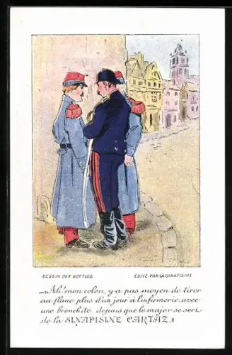 AK Reklame für Sinapisine Cartaz, Soldaten stehen an einer Strassenecke