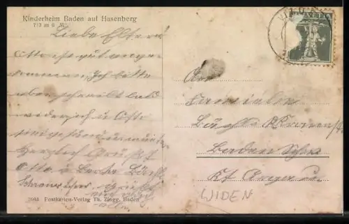 AK Widen, Kinderheim Baden auf Hasenberg