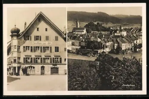 AK Laufenburg /Aargau, Gasthaus zum Adler, Teilansicht mit Kirche