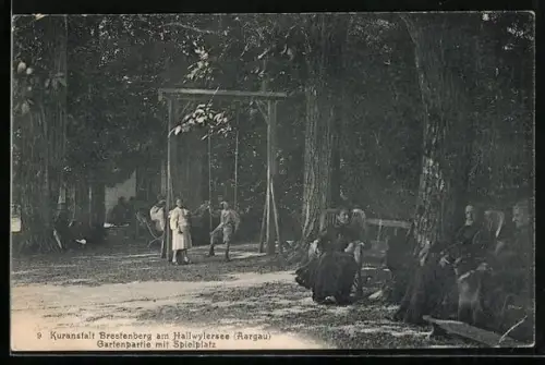 AK Brestenberg am Hallwilersee, Kuranstalt, Gartenpartie mit Spielplatz