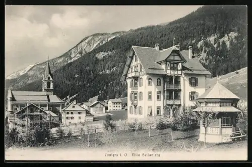 AK Conters i. O., Hotel Villa Bellavista und Kirche