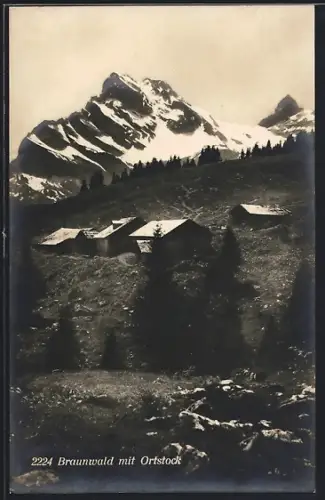 AK Braunwald, Ortspartie mit Ortstock