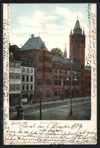 AK Basel, Neues Rathaus mit Kaffeerösterei