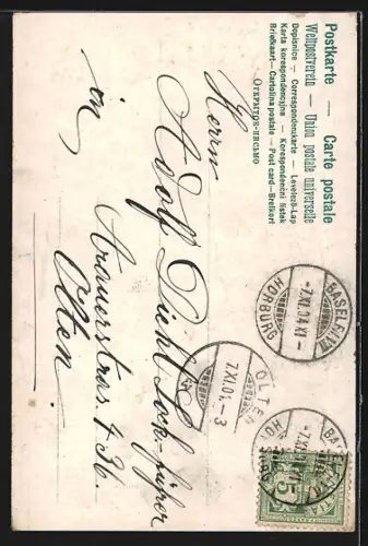 AK Basel, Neues Rathaus mit Kaffeerösterei