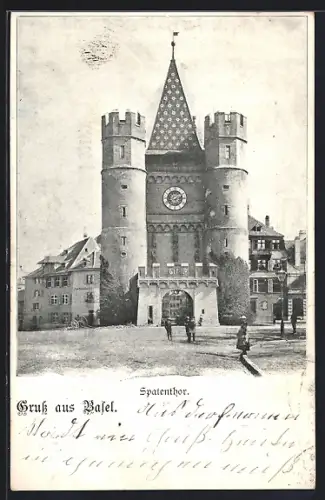 AK Basel, Strassenpartie am Spatenthor