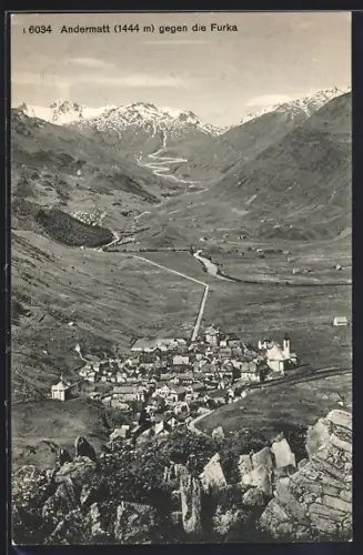 AK Andermatt, Teilansicht gegen die Furka