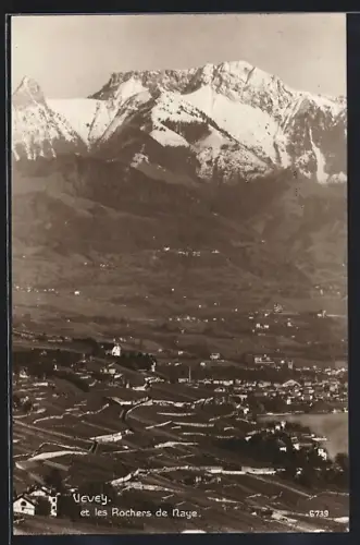 AK Vevey, Panorama et les Rochers de Naye